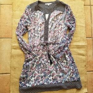 DANIEL RAINN Paisley Long Sleeve Boho Dress